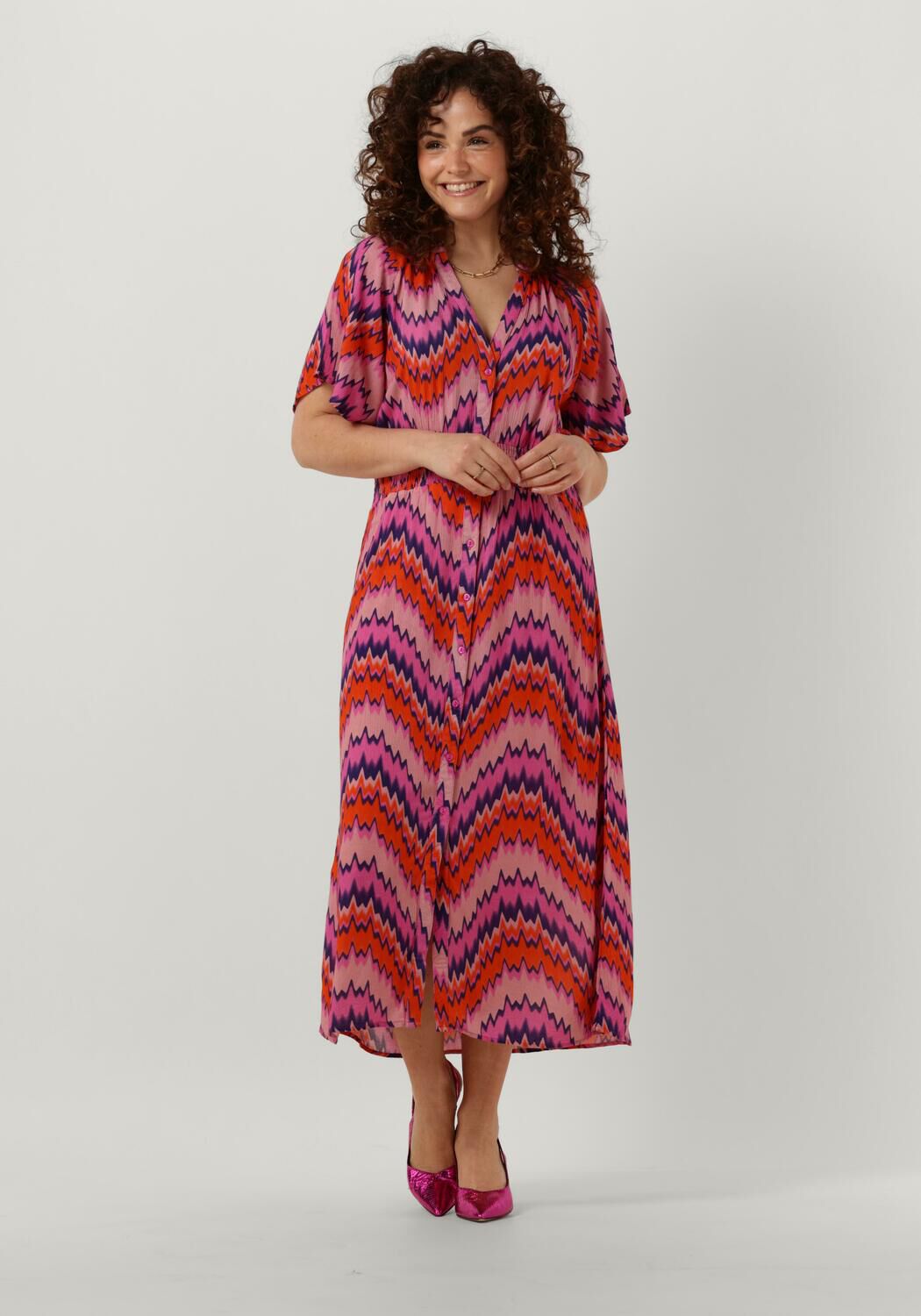 roze freebird midi jurk wv aop crinkle vis 23 1