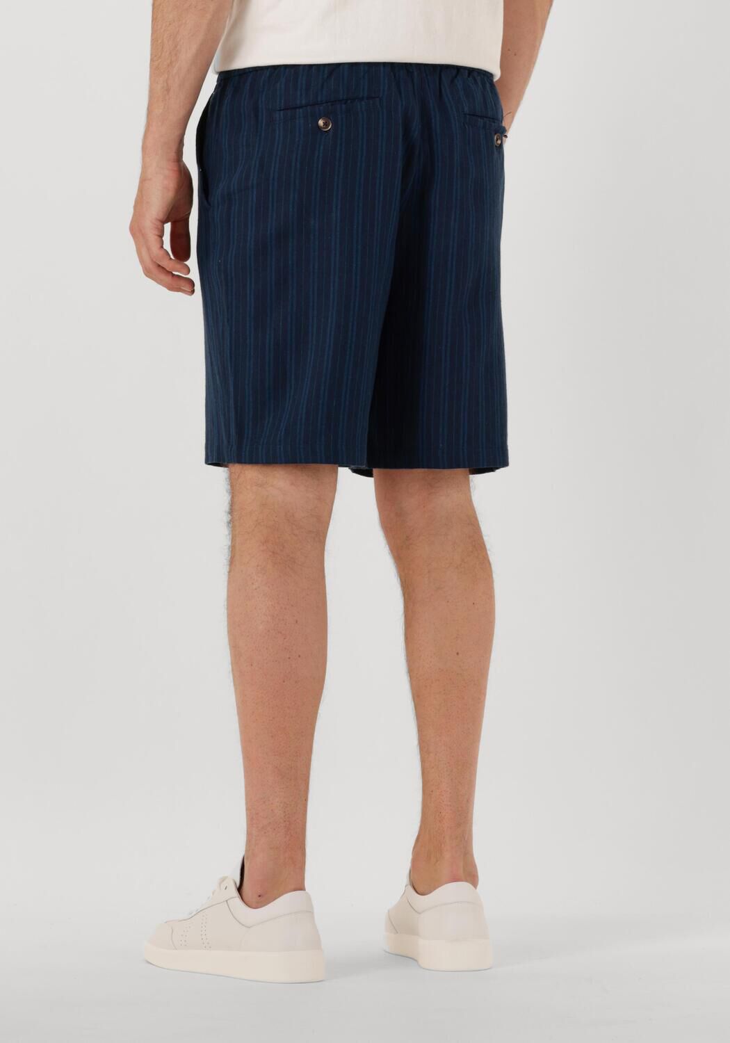 SHIWI Heren Broeken Men Lewis Linen Shorts Yam Dye Stripes Donkerblauw