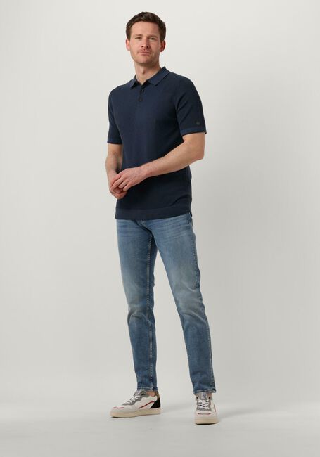 Donkerblauwe CAST IRON Polo SHORT SLEEVE POLO COTTON MODAL - large