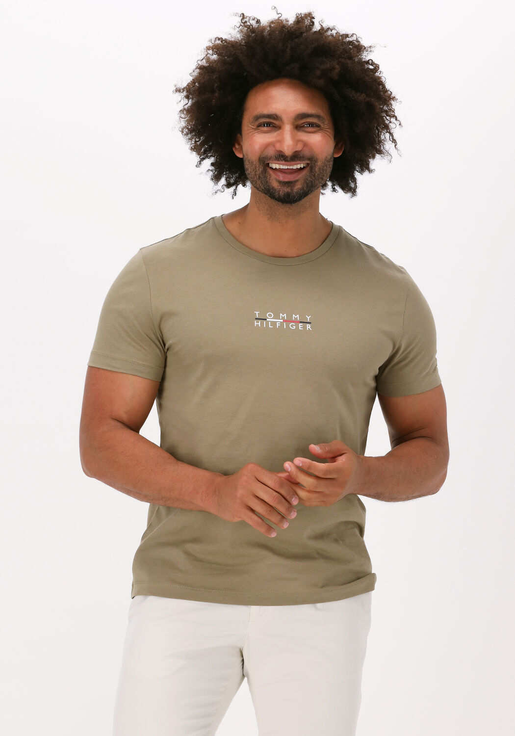 Khaki TOMMY HILFIGER T shirt SQUARE LOGO TEE Omoda