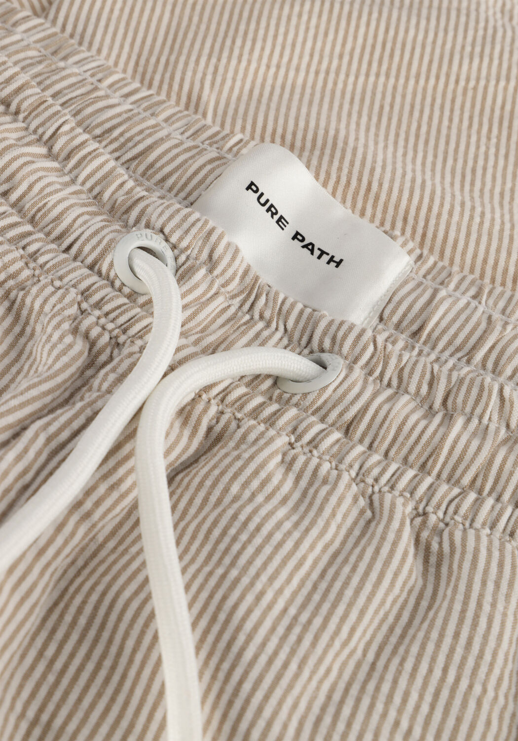 Taupe PURE PATH Korte broek SEERSUCKER SHORT WITH CORDS AND FRONT POCKETS - large