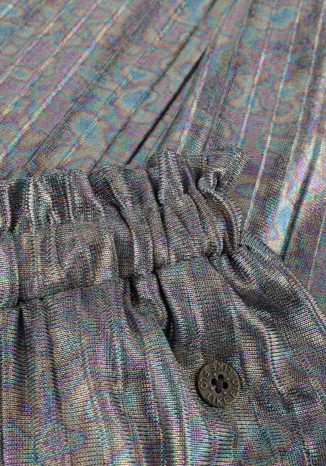 Grijze LIKE FLO Pantalon METALLIC PLISSE PANTS - large