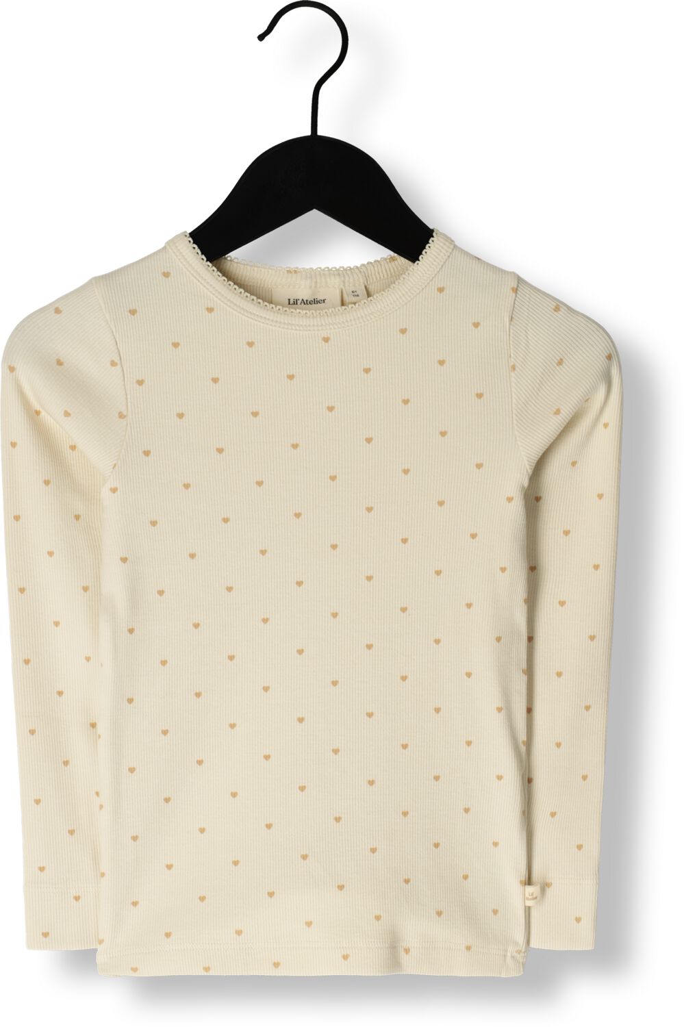 LIL' ATELIER MINI longsleeve NMFGAGO met hartjes ecru roze Meisjes Katoen Ronde hals 122 128
