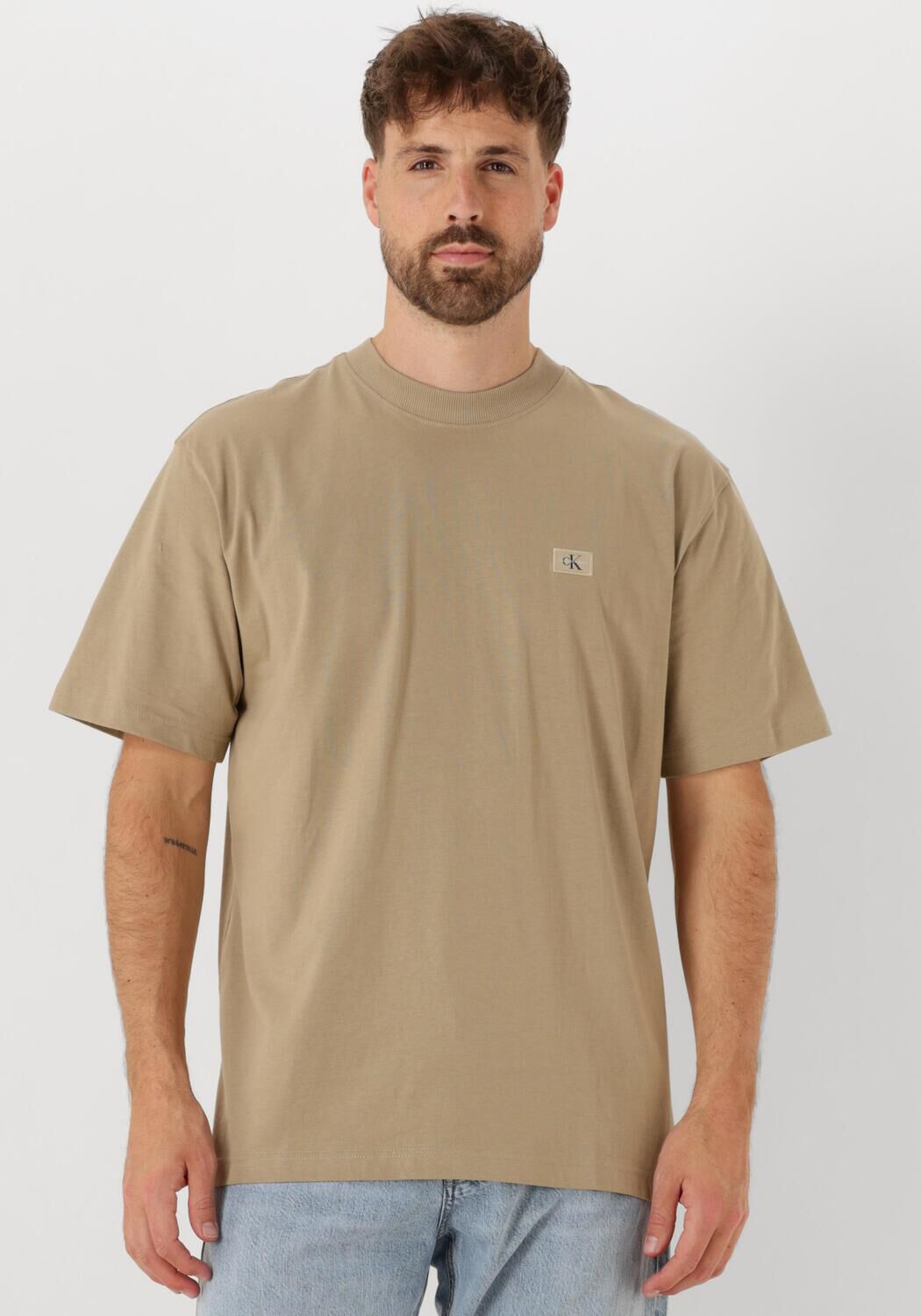 CALVIN KLEIN Heren Polo's & T-shirts Woven Label Relaxed Tee Beige