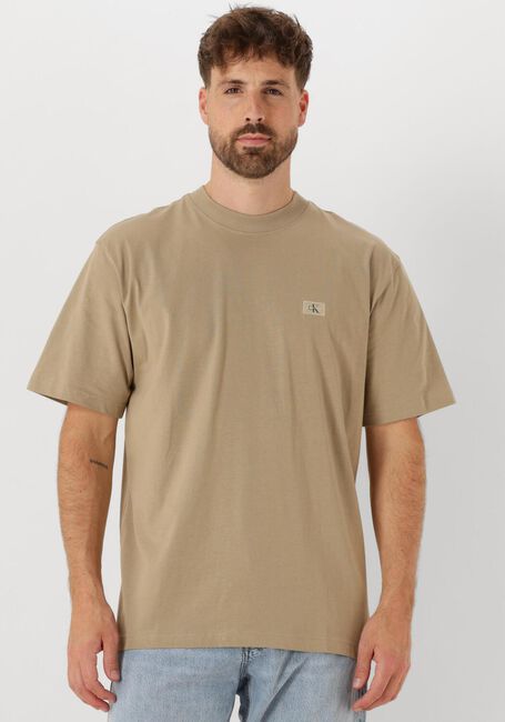 Beige CALVIN KLEIN T-shirt WOVEN LABEL RELAXED TEE - large