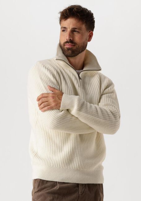 Ecru SELECTED HOMME Trui SLHLAND LS KNIT HALF ZIP - large