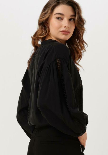 Zwarte SUMMUM Blouses TOP LACE ACCENT TENCEL/COTTON - large