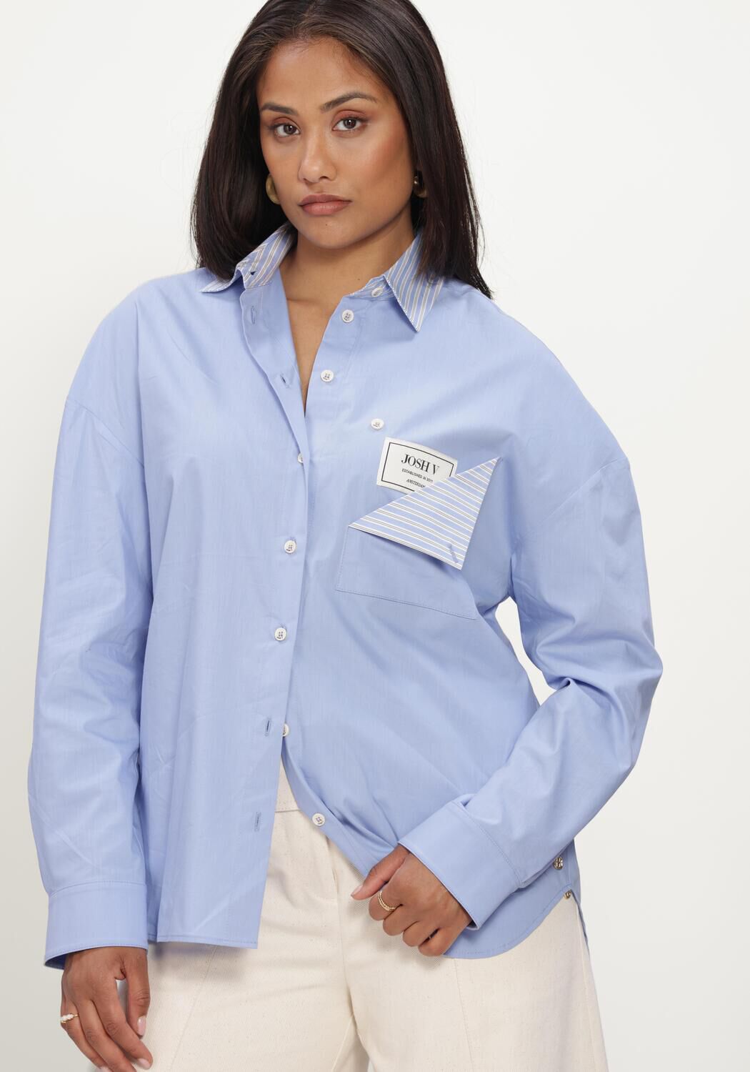 Lichtblauwe JOSH V Blouses ROMULO BLOUSE - large