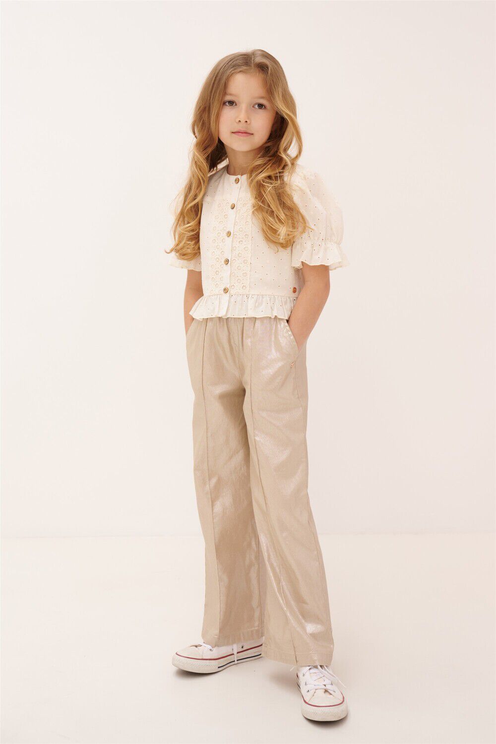 NONO Meisjes Broeken Sayla Stretc Twill Pants Goudkleurig