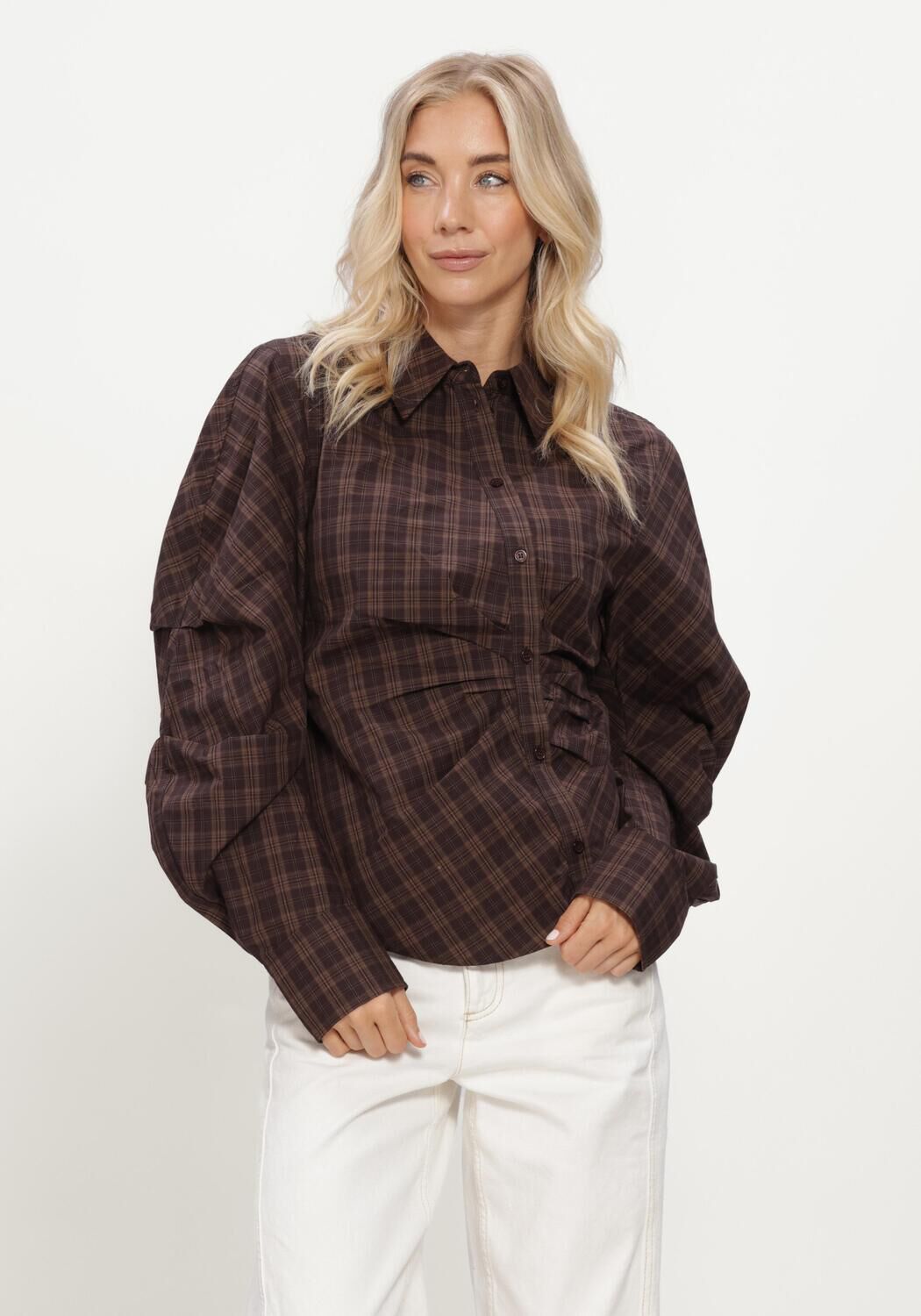 Bruine NOTRE-V Blouses NV-ISA BIG CHECK - large