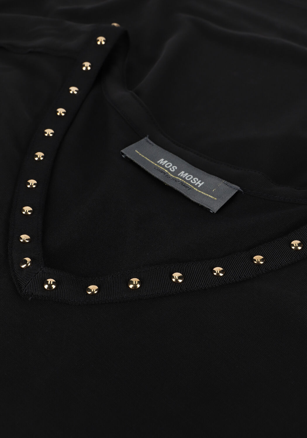 Zwarte MOS MOSH T-shirt GROA V-SS TEE - large