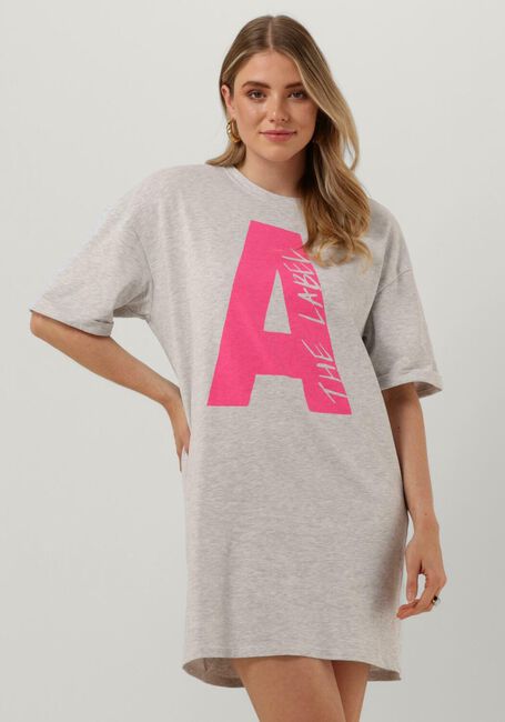 Lichtgrijze ALIX THE LABEL Mini jurk LADIES KNITTED T-SHIRT DRESS WITH ARTWORK - large