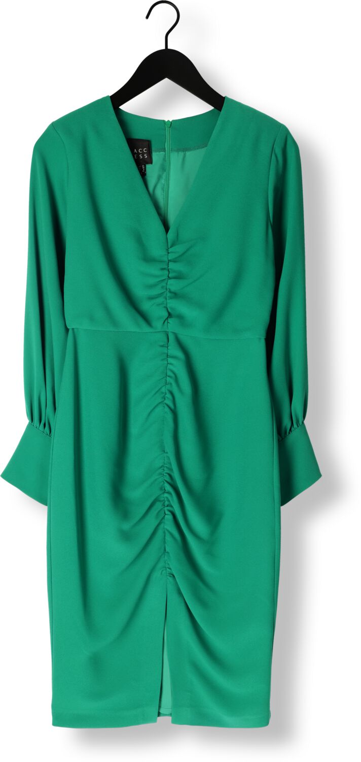 ACCESS Dames Jurken Ruched Dress With V Neckline Groen