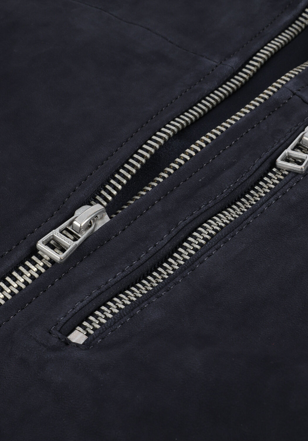 Donkerblauwe GOOSECRAFT Leren jas GALLION BIKER - large