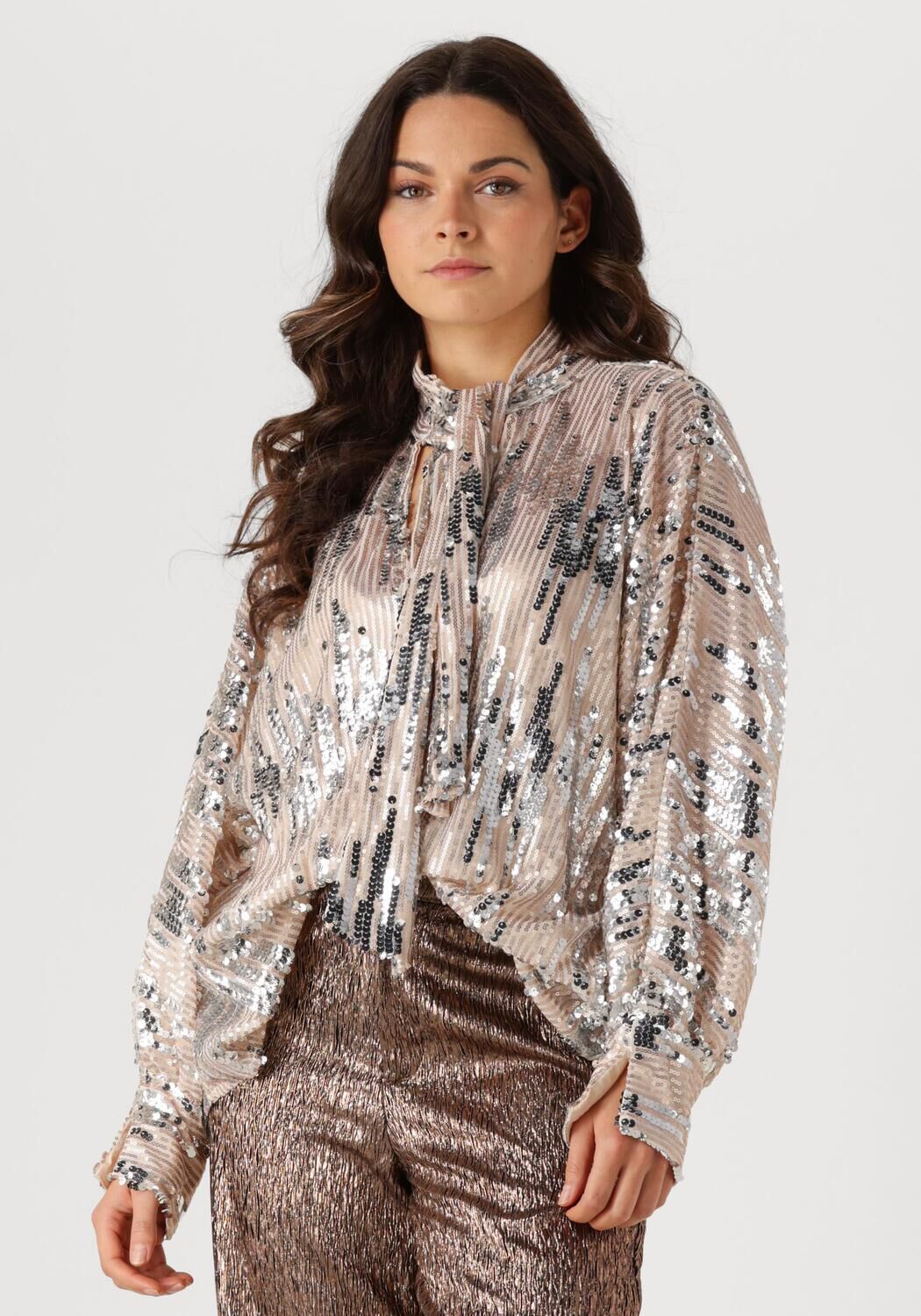 Amaya Amsterdam Glitter Blouse voor Glamoureuze Avonden Gray Dames