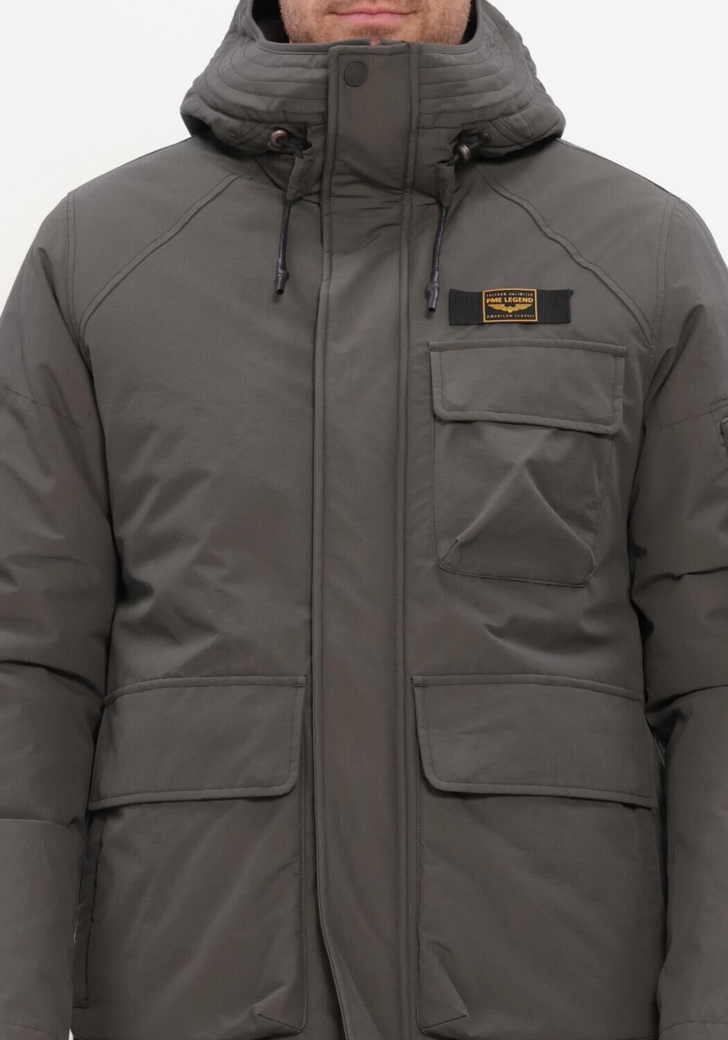 Donkergrijze PME LEGEND Gewatteerde jas SEMI LONG JACKET ROCK-PACK - large