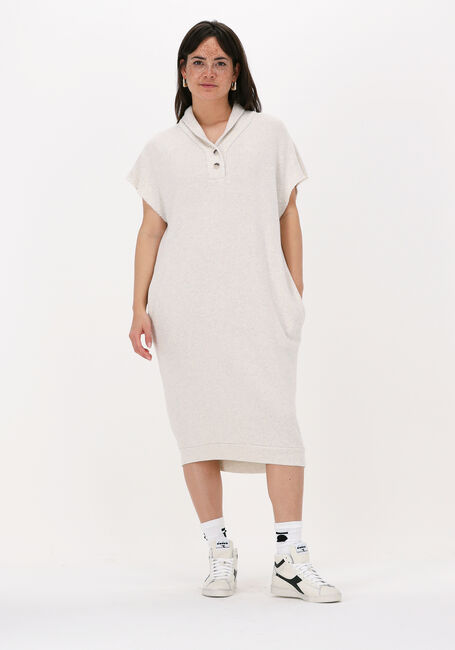 Witte 10DAYS Midi jurk SHAWL COLLAR SWEAT DRESS - large