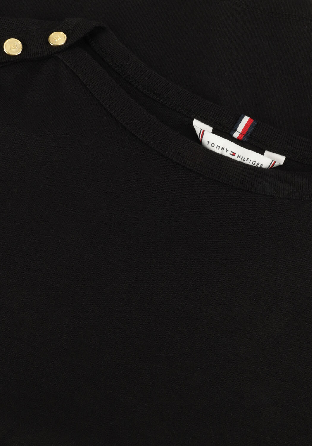Zwarte TOMMY HILFIGER T-shirt GOLD BUTTON SLIM SS TEE - large