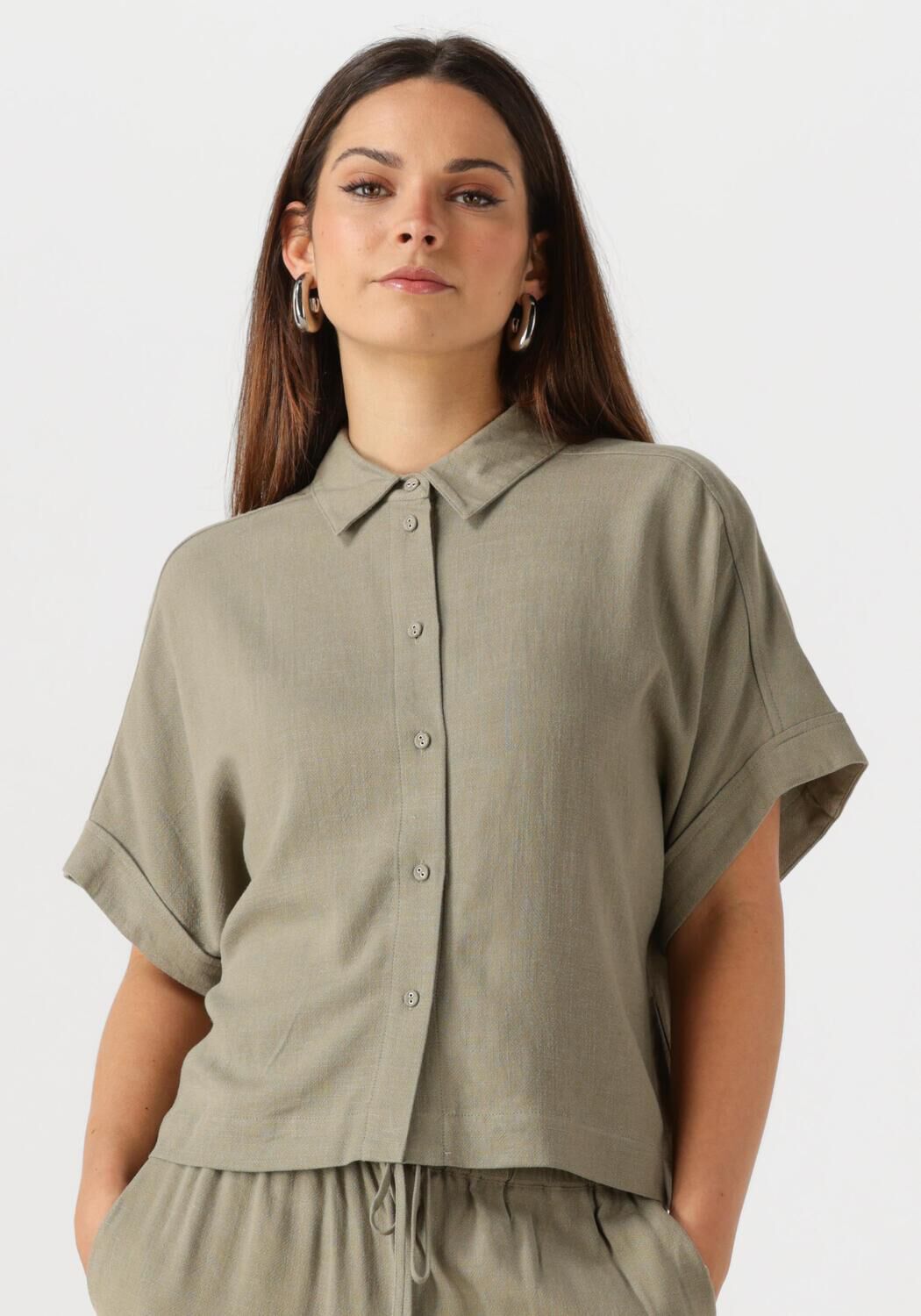Selected Femme Relaxed fit blouse van een mix van viscose en linnen model 'VIVA'