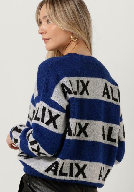 Blauwe ALIX THE LABEL Sweater LADIES KNITTED ALIX STRIPE PULLOVER - large