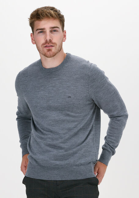 Grijze CALVIN KLEIN Trui SUPERIOR WOOL CREW NECK SWEATE - large