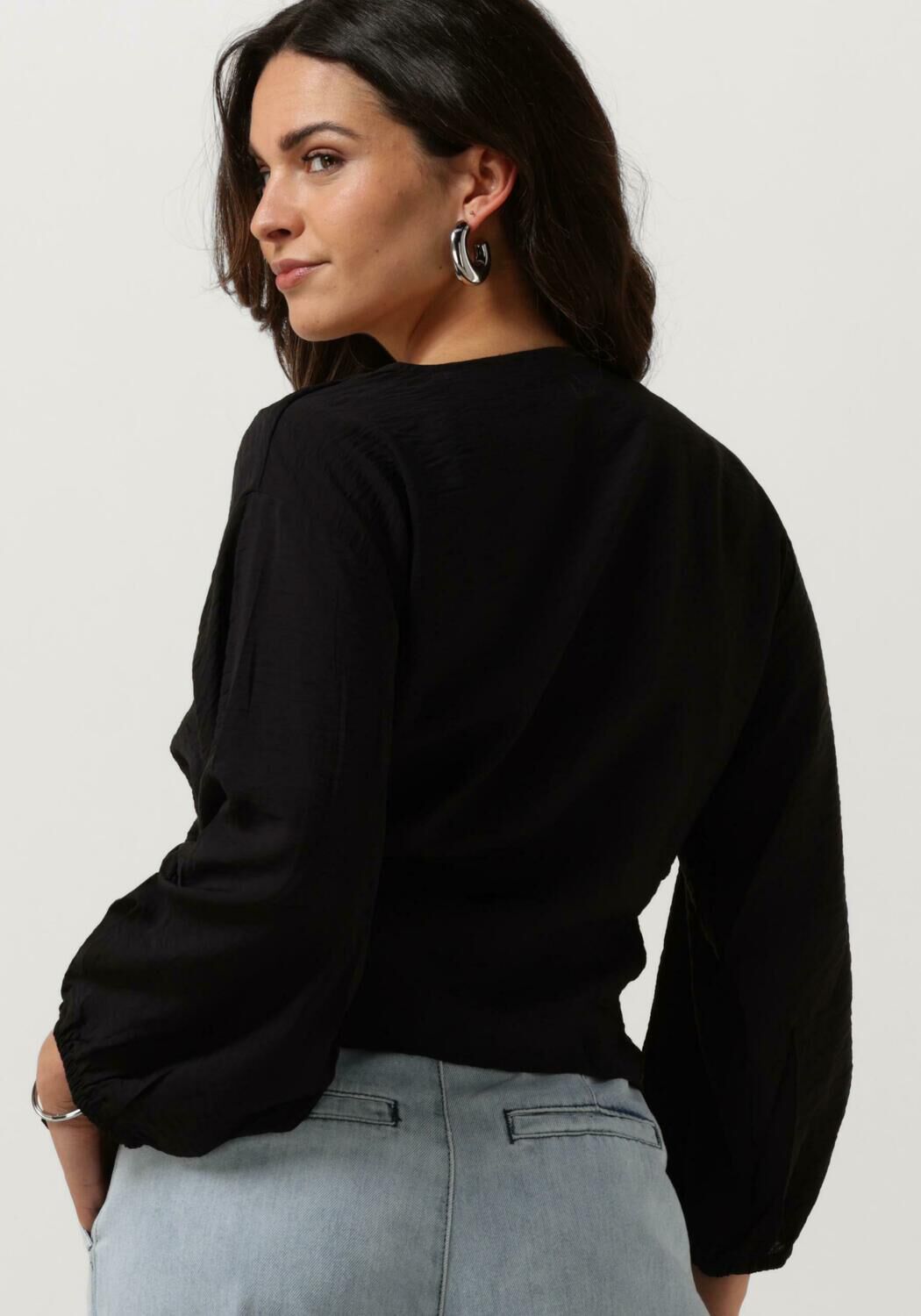 zwarte msch copenhagen blouse mschaudia 3 4 wrap top