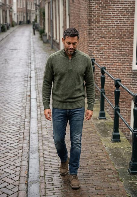 Groene BARBOUR Trui GRANGETWON HALF ZIP KNITTED JUMPER - large