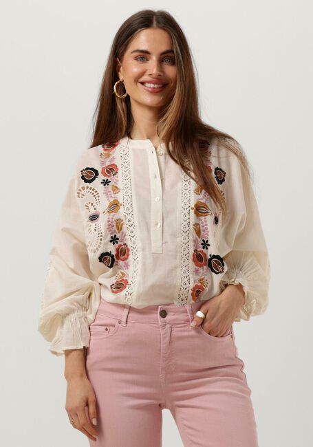 Gebroken wit SUMMUM Blouses BLOUSE FLOWER EMBROIDERY - large
