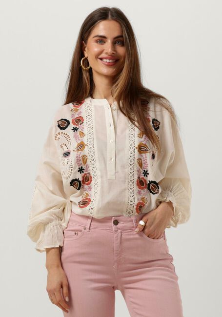 Gebroken wit SUMMUM Blouse BLOUSE FLOWER EMBROIDERY - large