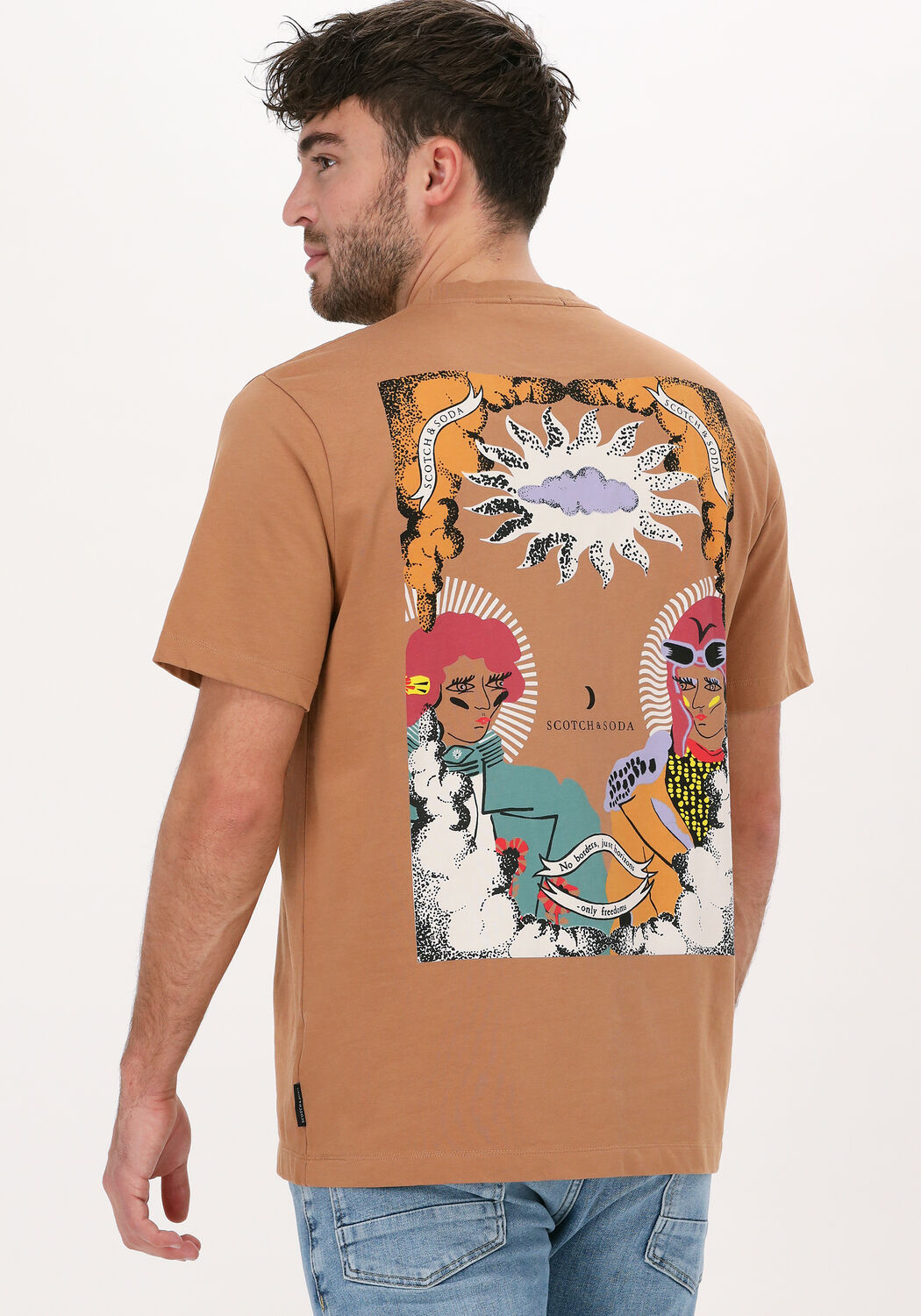 Beige SCOTCH & SODA T-shirt UNISEX - AMELIA EARHART GRAPHI - large