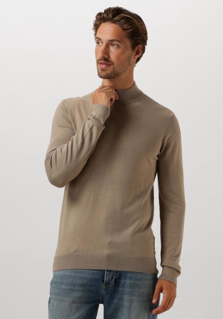 Taupe PURE PATH Coltrui ESSENTIAL KNIT MOCKNECK SWEATER - large