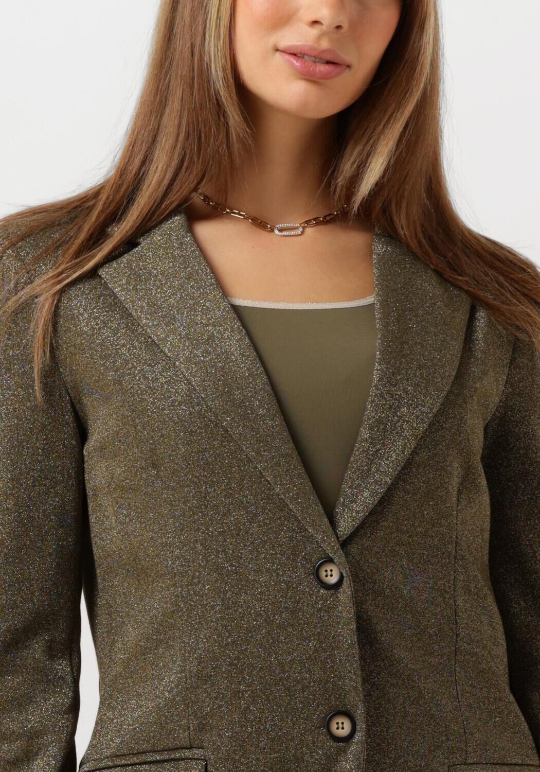 NUKUS Dames Blazers Close Blazer Lurex Olijf