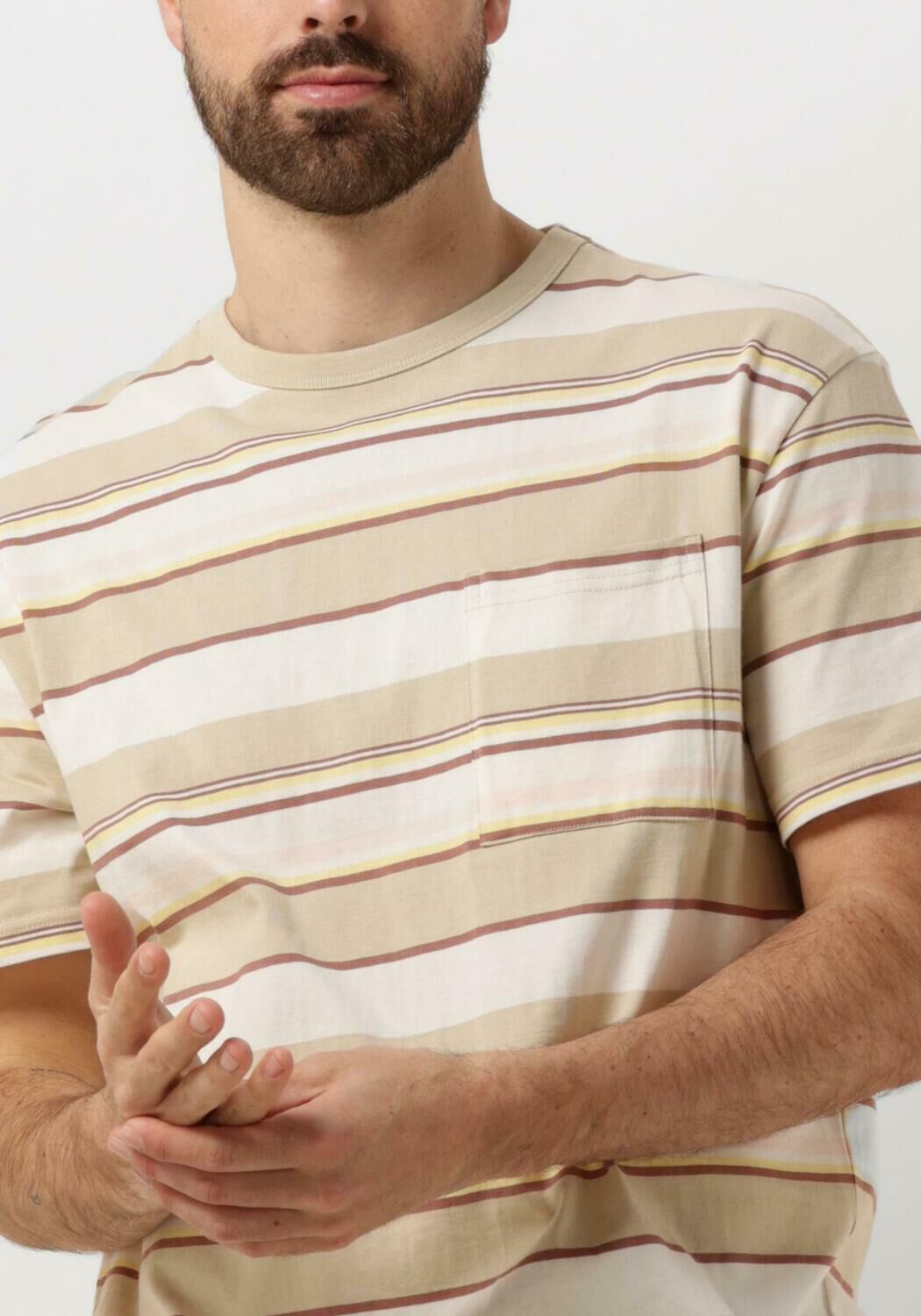 ANERKJENDT Heren Polo's & T-shirts Akkikki S s Stripe Tee Beige