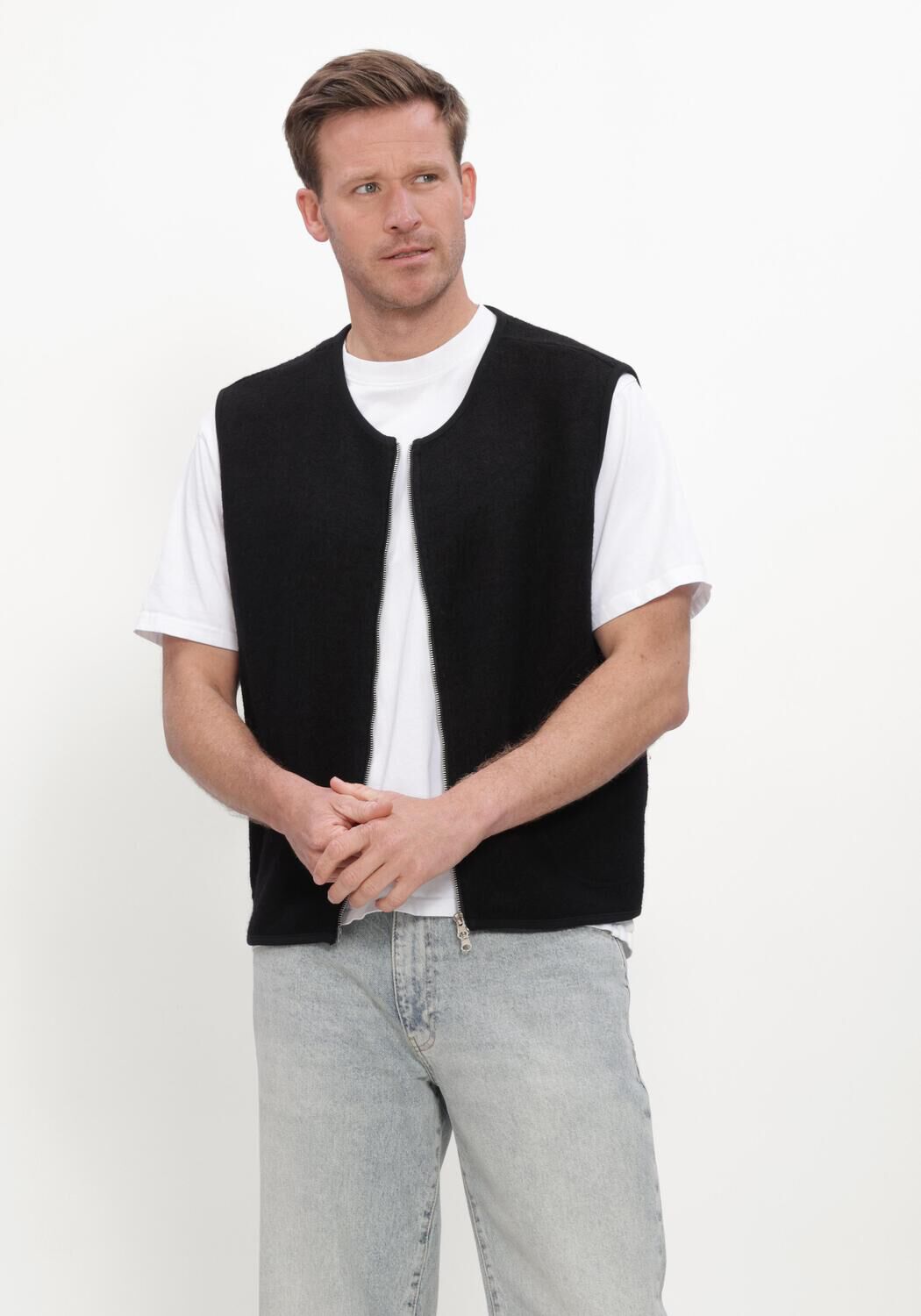 Antraciet RESTER&Ouml;DS Spijkerjas RTKIAN BOILED WOOL VEST - large