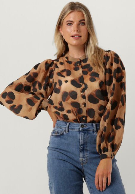 Camel BY-BAR Blouses RIKKI LS CHEETA BLOUSE - large