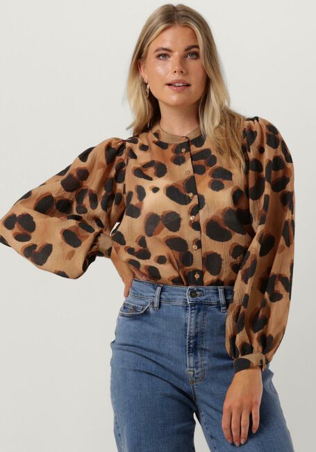 Camel BY-BAR Blouse RIKKI LS CHEETA BLOUSE - large