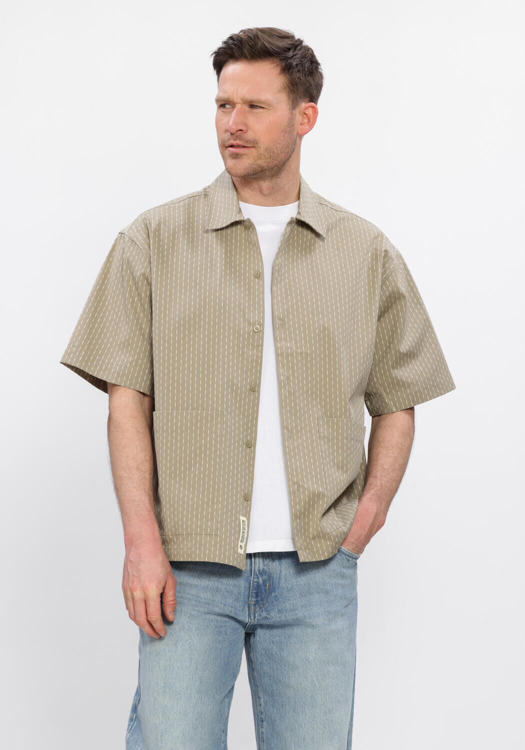 Khaki WOODBIRD Casual overhemd WBWANG SHIKO SHIRT - large
