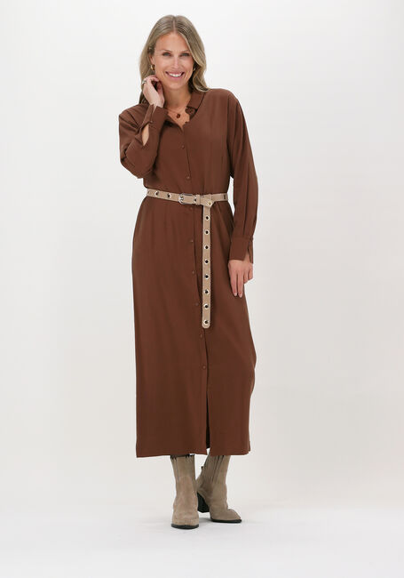 Bruine ANOTHER LABEL Maxi jurk SJOROER DRESS L/S - large