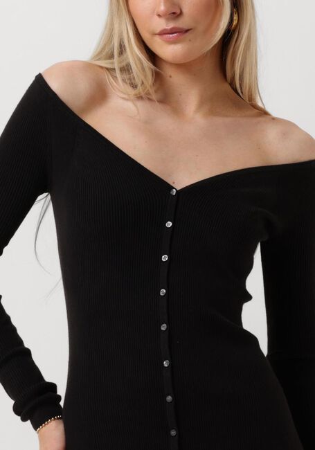 Zwarte CALVIN KLEIN Midi jurk BUTTON LONG SWEATER DRESS - large