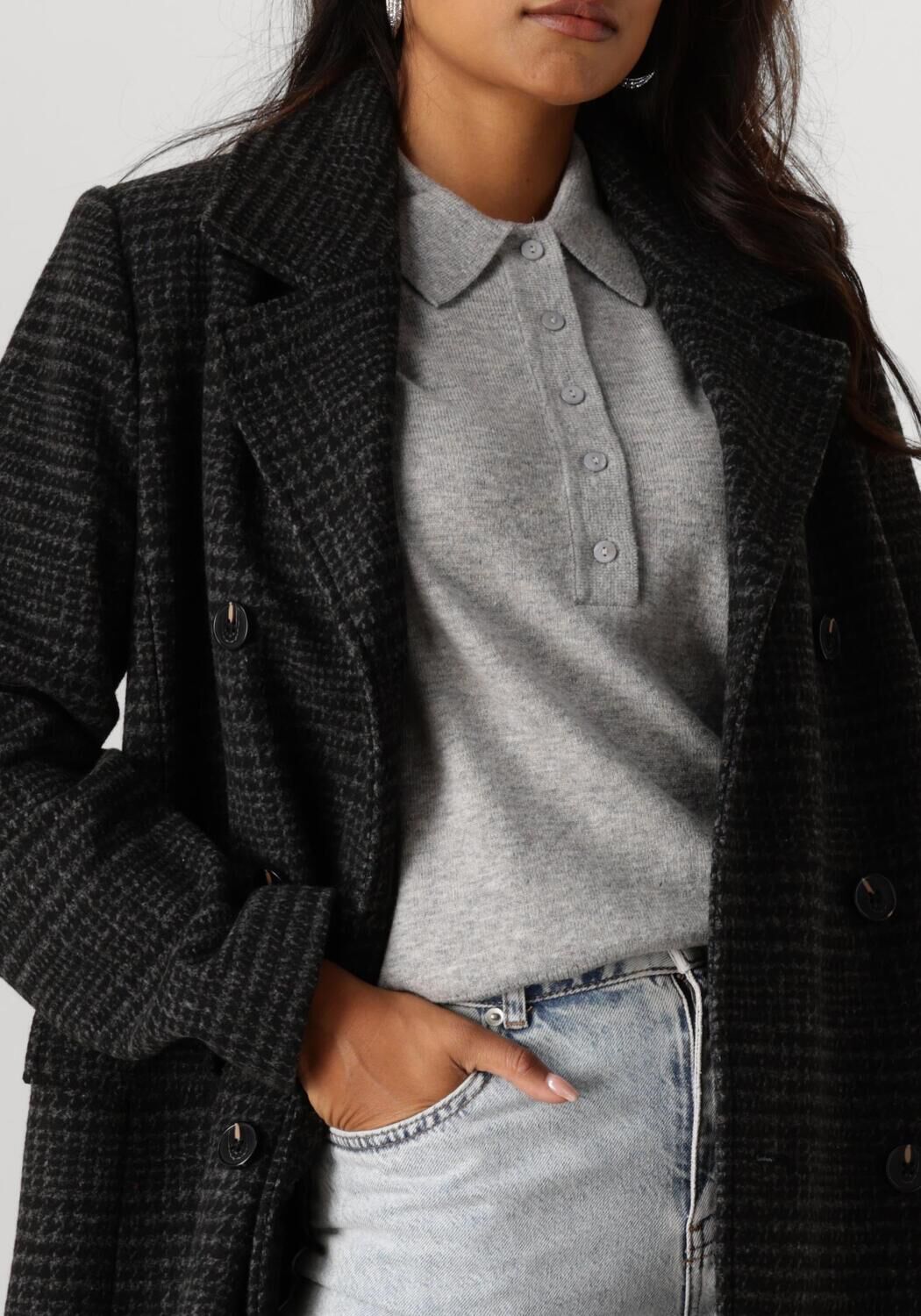 MODSTRÖM Modström Dames Jassen Junipermd Check Coat Donkergrijs