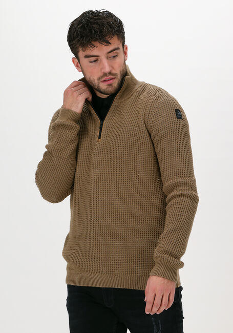 Beige VANGUARD Trui HALF ZIP COLLAR COTTON ARCRYLI - large