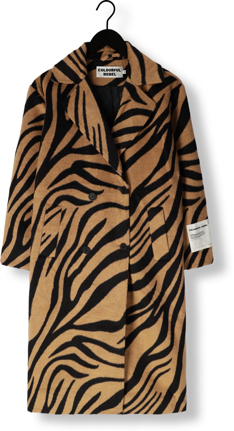 COLOURFUL REBEL Dames Jassen Zania Double Breasted Wool Long Coat Bruin