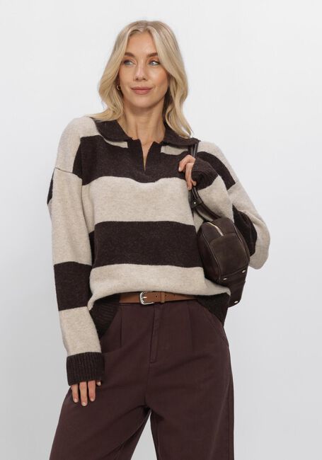 Bruine WITHBLACK Trui WBLIZA LS HENLEY PULLOVER - large