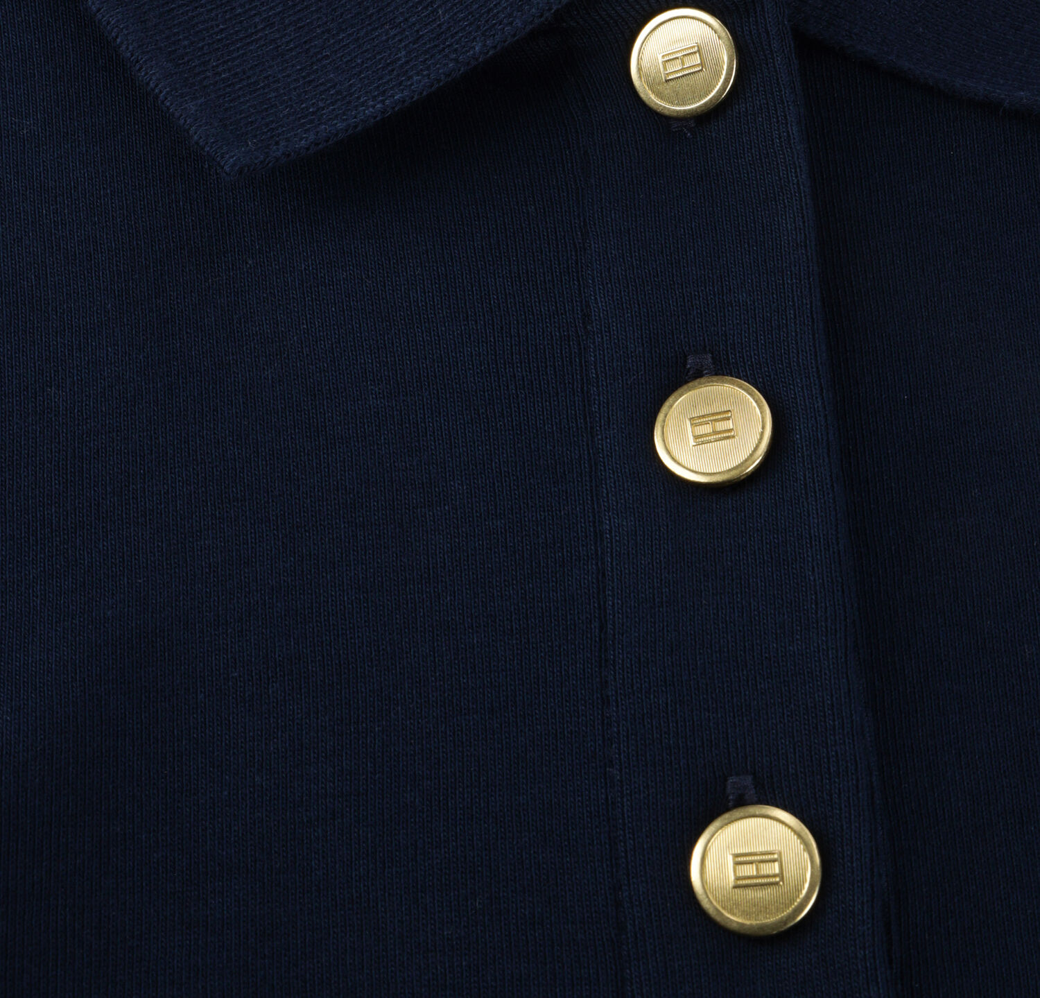 Donkerblauwe TOMMY HILFIGER Top GOLD BUTTON SLIM - large