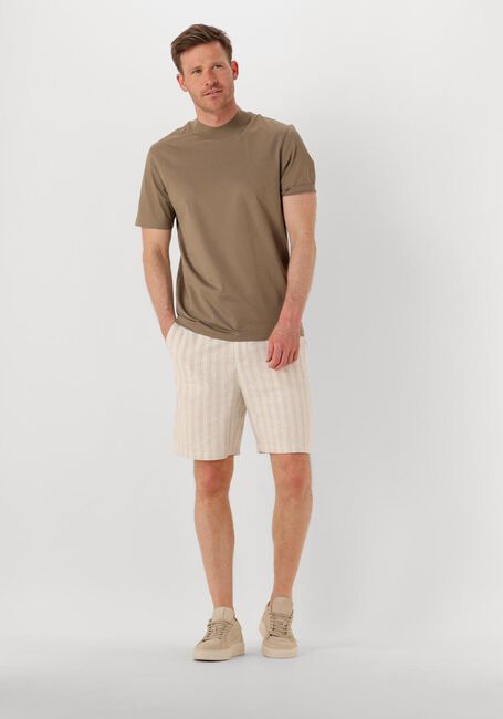 Beige SHIWI Korte broek MEN LEWIS LINEN SHORTS YAM DYE STRIPES - large