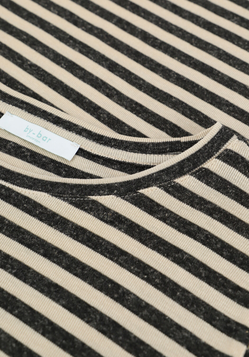 Ecru BY-BAR T-shirt BASIC LS MELANGE STRIPE - large