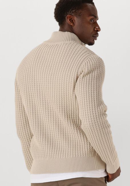 Beige SELECTED MEN Trui SLHTOM LS KNIT STRUCTURE HALF ZIP - large