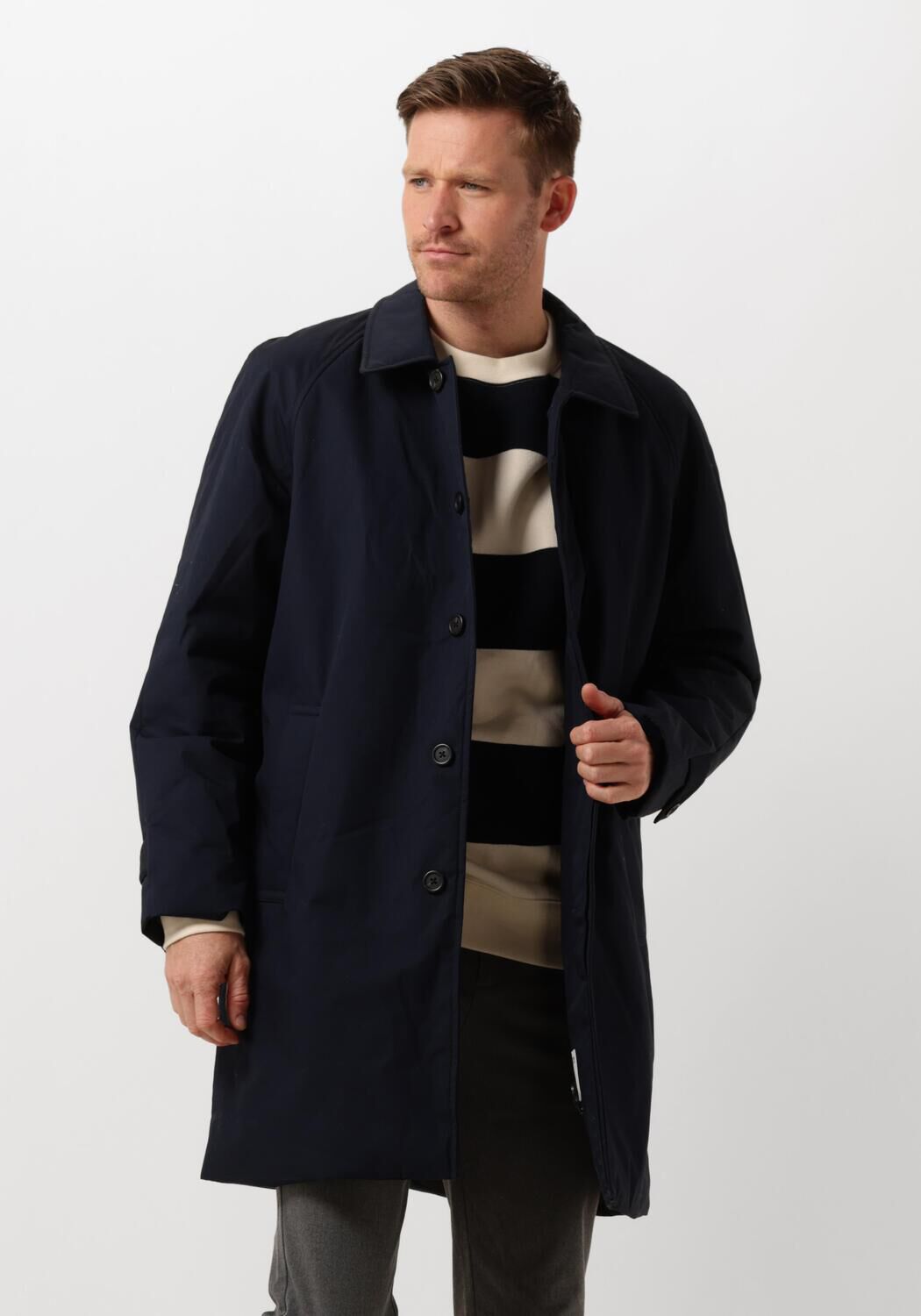 SELECTED HOMME Heren Jassen Slhjones Cotton Mac Coat Donkerblauw