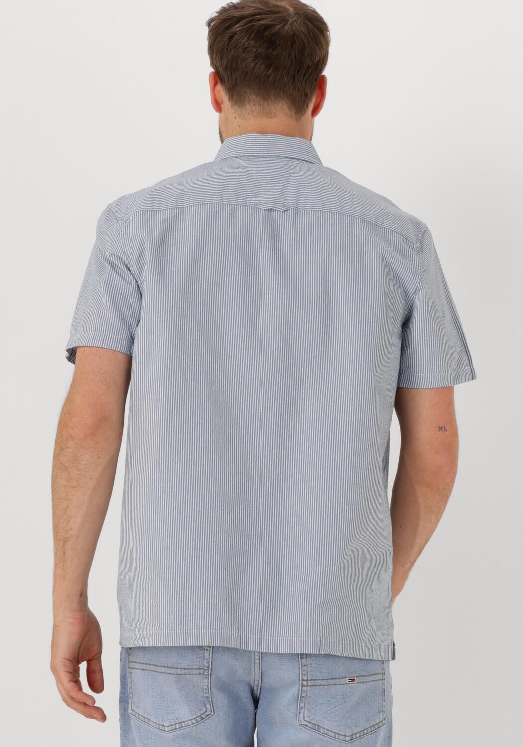 TOMMY JEANS Heren Overhemden Tjm Reg Seersucker Stp Ss Shirt Blauw