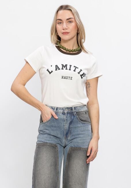 Gebroken wit HAUTE L'AMITI&Eacute; T-shirt NECKLINE LOGO TEE - large
